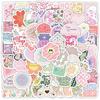 100 Cartoon Danish Pink Graffiti Stickers for Phone, Water Bottle, Luggage - Fresh Pink Style Decoration.