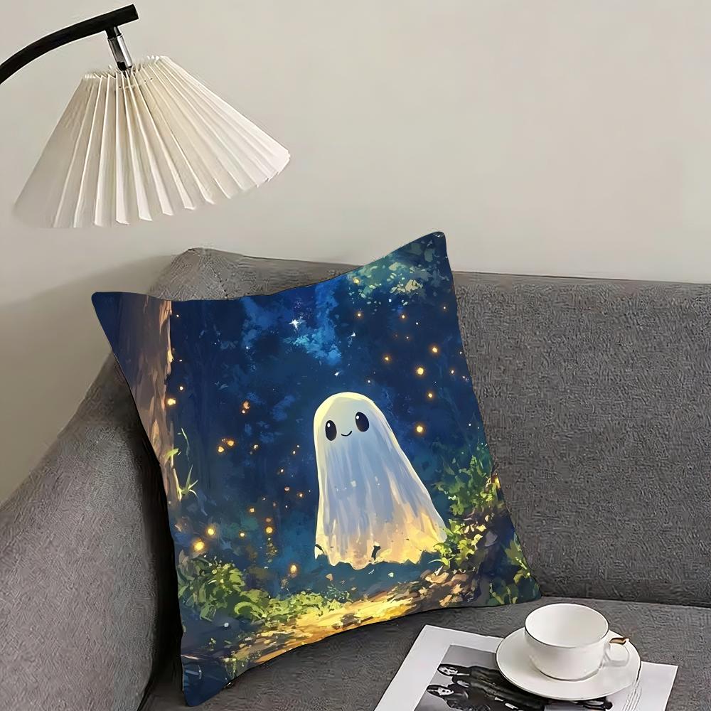 Ghost Cute Cushion Cover Pillowcase Ultra Soft Skin Friendly Fabric Cloud Like Comfort & Concealed Zipper
