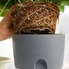 Transparent Double Layer Plastic Flower Pot Self Watering Flowerpot Cotton Rope Watering Small Plant Pot with Injection Port