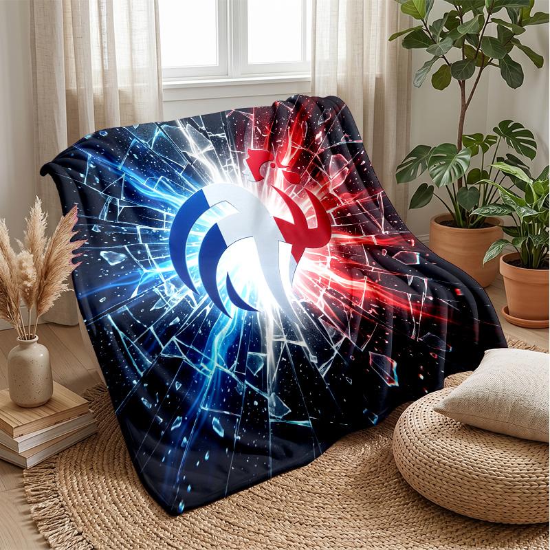 France Football Printed Flannel Blanket Skin Friendly Warm Decorative Throw for Indoor Couch Bed Daily Use