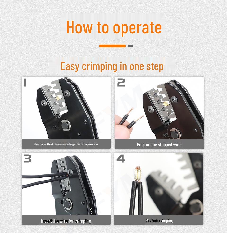 YEFYM U-Shaped Copper Terminal Ratchet Crimping Pliers