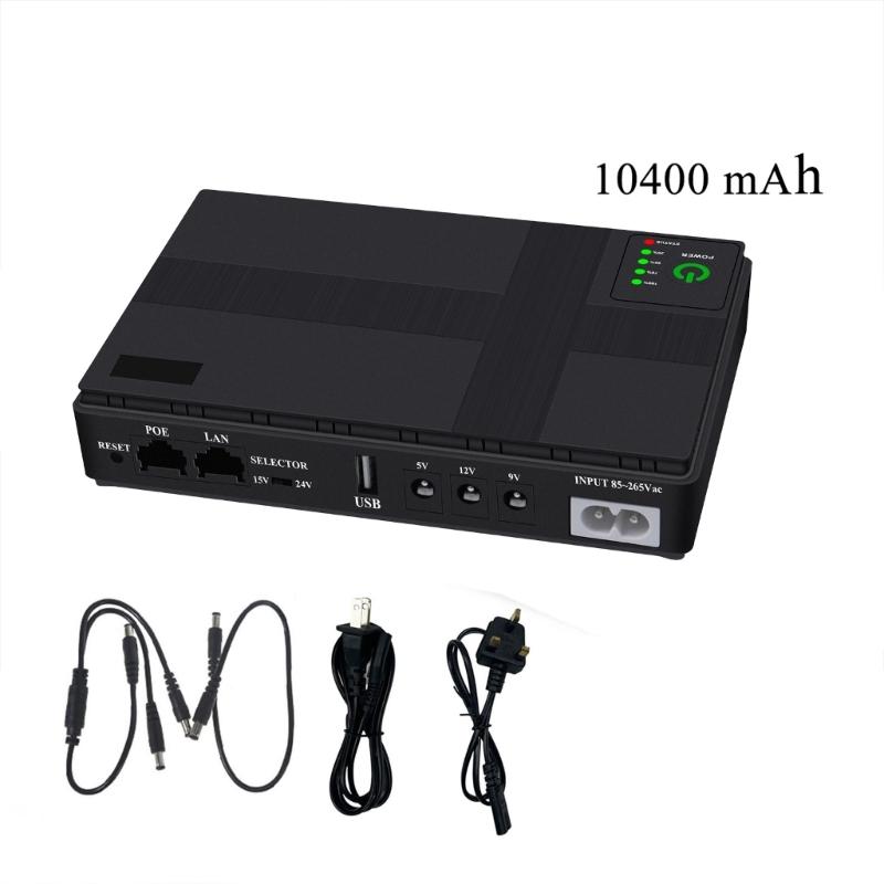 UPS Battery Backup 10400mAh Lithium Battery, Home 5V 9V 12V Battery Backup for LED Light Speaker WiFi Router