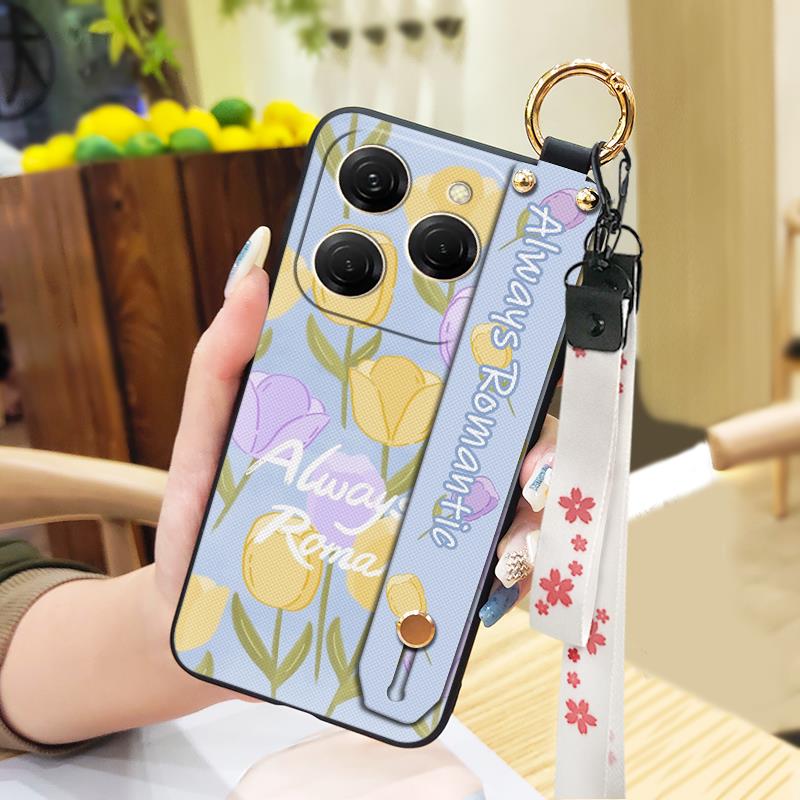 Wristband Anti-dust Phone Case For Tecno Spark20 Pro/KJ6 Anti-knock Soft case Silicone Shockproof Lanyard Wrist Strap