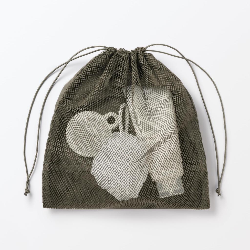 MUJI Polyester Mesh Drawstring Double 27 X 30 X 12 84475993 Bag, Type, Khaki, Medium, Approx. Cm,
