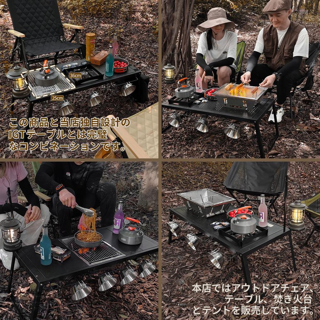 Folding BBQ Compatible with igt BBQ and Fire Pit for igt Three Height Two Stainless Steel Instant Deployment and Stainless Includes Storage KJSJ