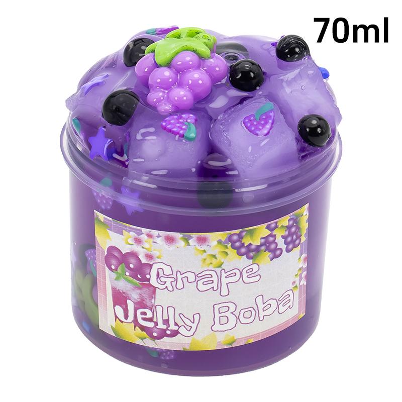 70/300Ml Large Capacity Crystal Slime Kit Fruit Jelly Boba Clear Crunchy Slime Kids' Colorful Non-Sticky Clay Stress Relief