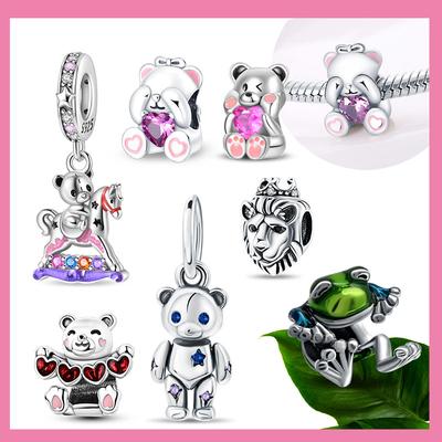 Kreativer beweglicher Teddybär Anhänger aus Kupfer Passend für Dly Armbänder Halsketten Damen Niedliche DIY Schmuck Zubehör