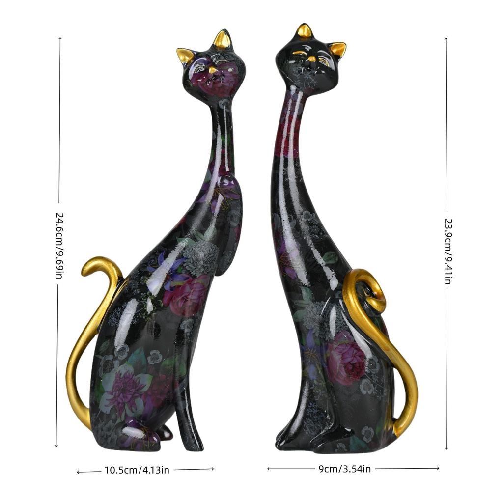 European creative abstract oil painting cat decoration festive gifts resin handicrafts bedroom desktop entrance cat ornament
