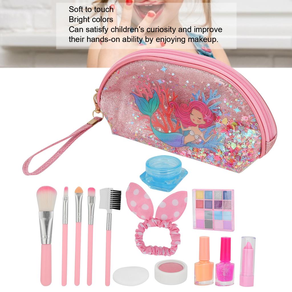 Çocuk Makyaj Seti Ruj Çocuk Taklit Makyaj Doğum Günü Hediyeleri Oyuncaklar Kızlar için Taşınabilir Saklama Kutusu ile