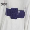 Vintage Style Elastic Waistband Adjustable Size Women Belt, Wide Faux Leather Square Buckle Belt with Buckle, Stretchy Dress Fashion Accessory