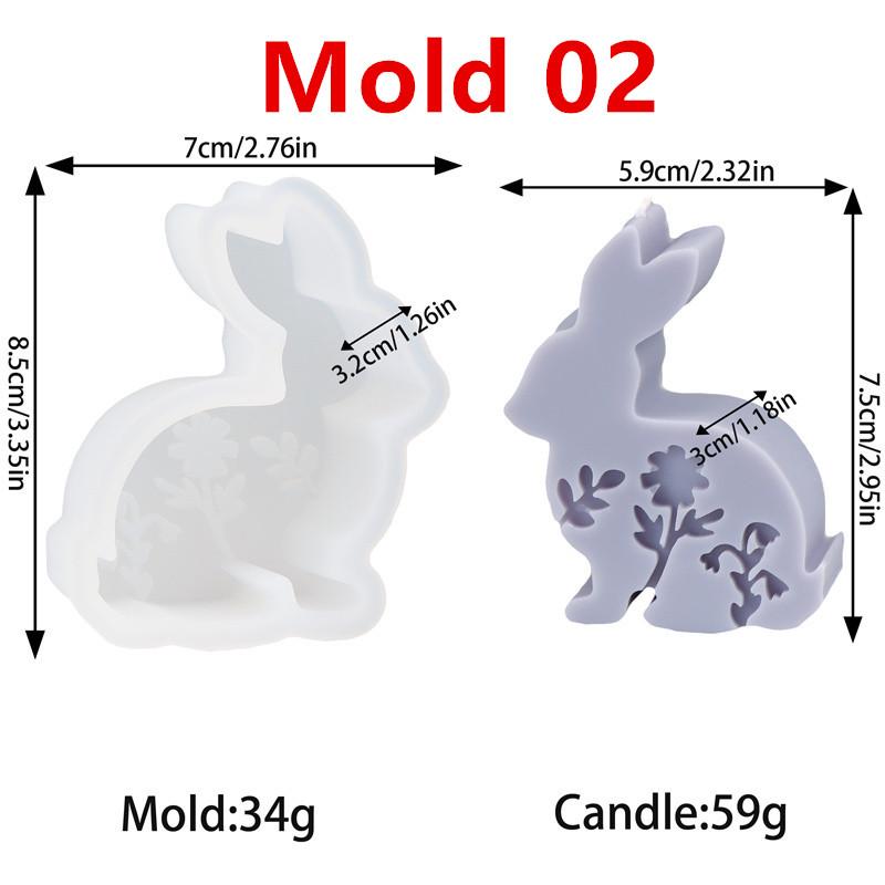

3D Easter Bunny Silicone Candle Mold DIY Embossed Flower Rabbit Design Aromatherapy Candles Gypsum Soap Home Decor