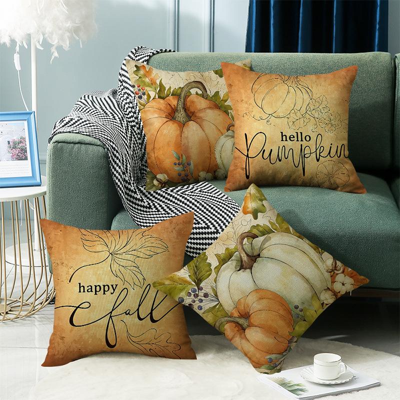 Autumn Letter Print Bedside Pillow Pillow B&B Living Room Sofa Letter Pumpkin Car Pillow Case