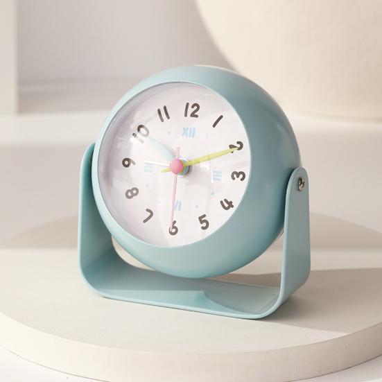 Rotatable Analog Alarm Clock with Night Light Non-Ticking Silent Battery Operated Bedroom Digital Desk Clock Children Students Birthday Gift