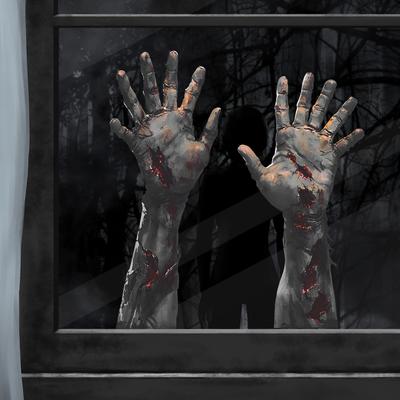 Halloween Horor Zombie Dlaň Balkón Sklenená Vitrína Domáca Dekorácia Statické Nálepky na Okno