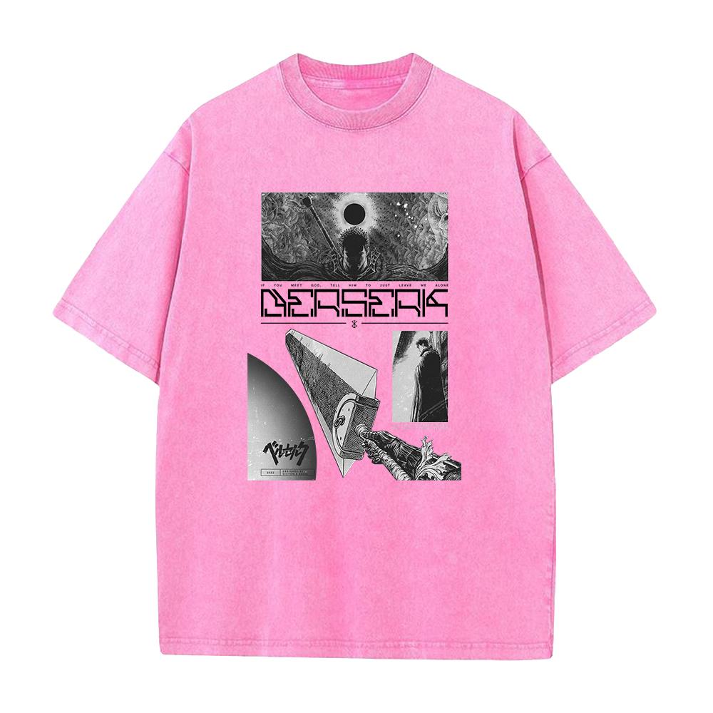 Anime Berserk Guts Graphic Tee Men Vintage Washed Tshirts Manga Street Casual Tshirt Harajuku Male Cotton Oversized T Shirt
