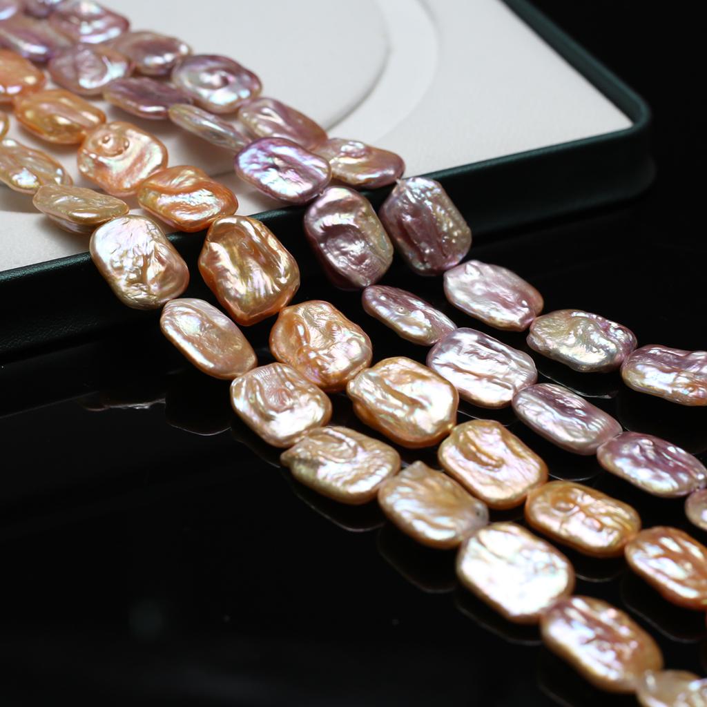 1String, Pink Purple Natural Freshwater Pearls, Handmade Square Shape Pearl Beads, 15×20mm, for DIY Necklace, Jewelry Making Crafts, Length 36 Cm
