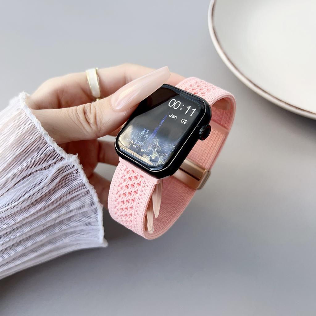 Applicable To Iwatch10Th Generation Apple Watch Applewatch9876Se Magnetic Strap Nylon Braided Breathable