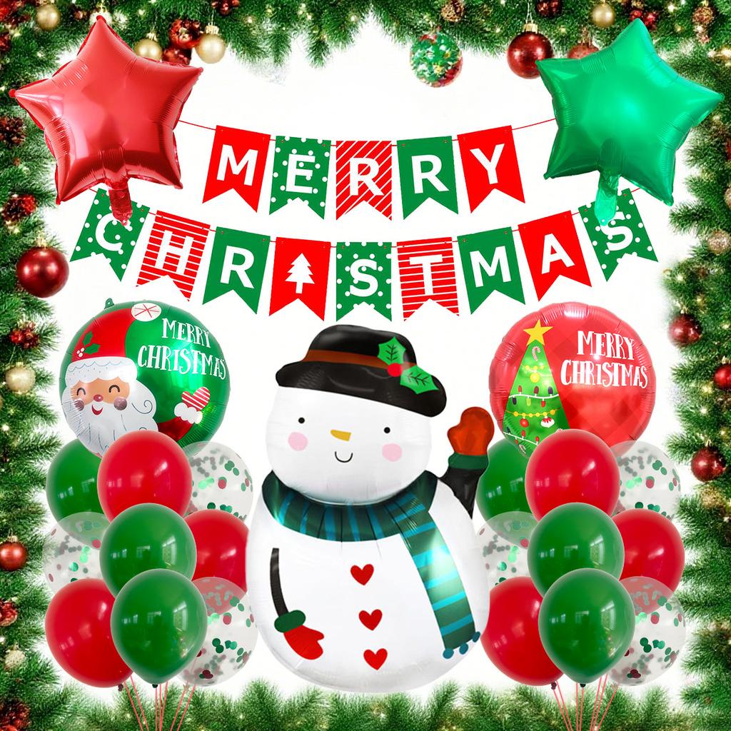 Christmas Theme Party Decoration Balloon The Grinch Santa Gingerbread Man Aluminum Balloon Flag Set