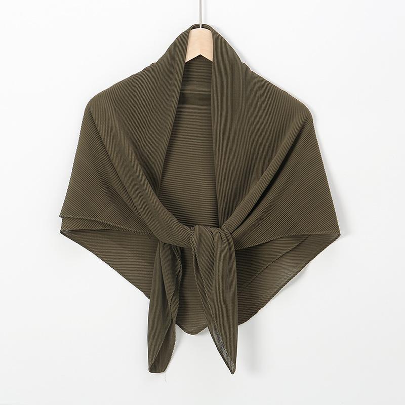 New hot-selling chiffon crumpled square scarf, solid color fashionable pleated shawl bag head multi-purpose yarn scarf