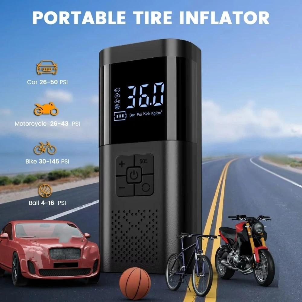 Wireless Design Tire Inflator Digital Display Portable Air Compressor Car Air Pump  Bike Tires