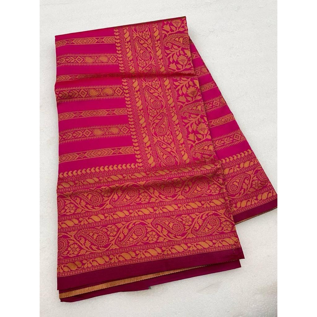 Silk Saree from the ALMAARI store is adorned with beautiful Zari work in form of traditional motifs.