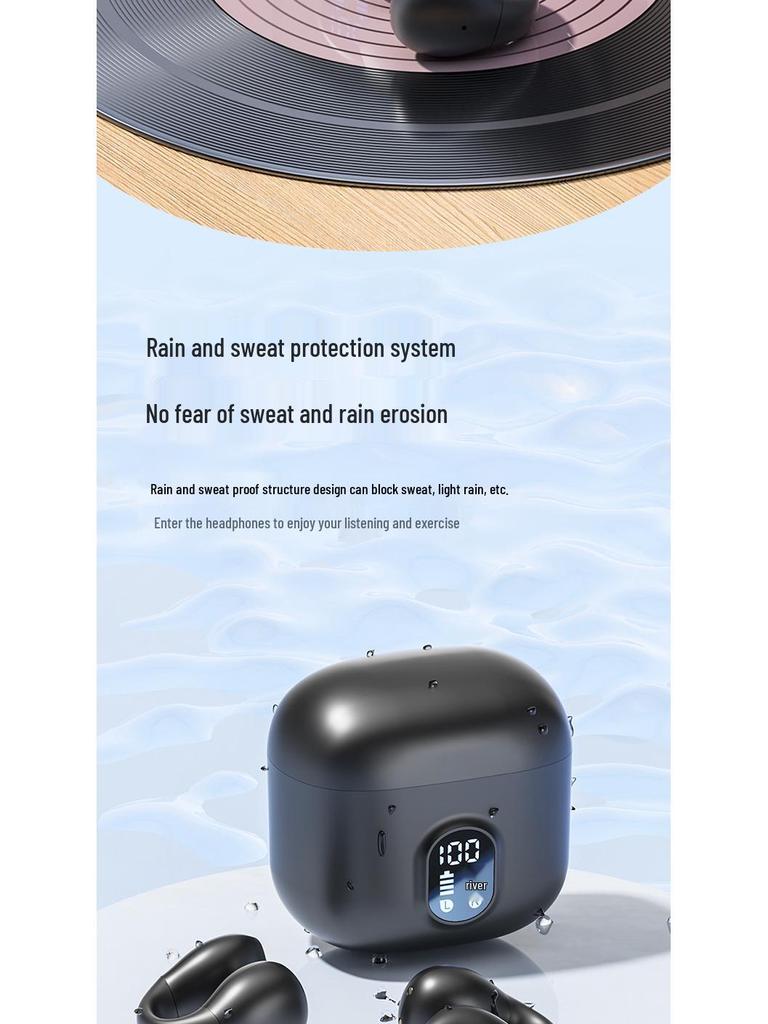 M67 True Wireless Clip-On Bluetooth Earbuds with Ultra-Long Battery Life, Charging Case, and Digital Display
