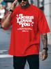 Jesus Loves You Unisexs Crew Neck T Shirt Christian Star Bible Verse Retro Text Graphic Short Sleeve Casual Street Tops