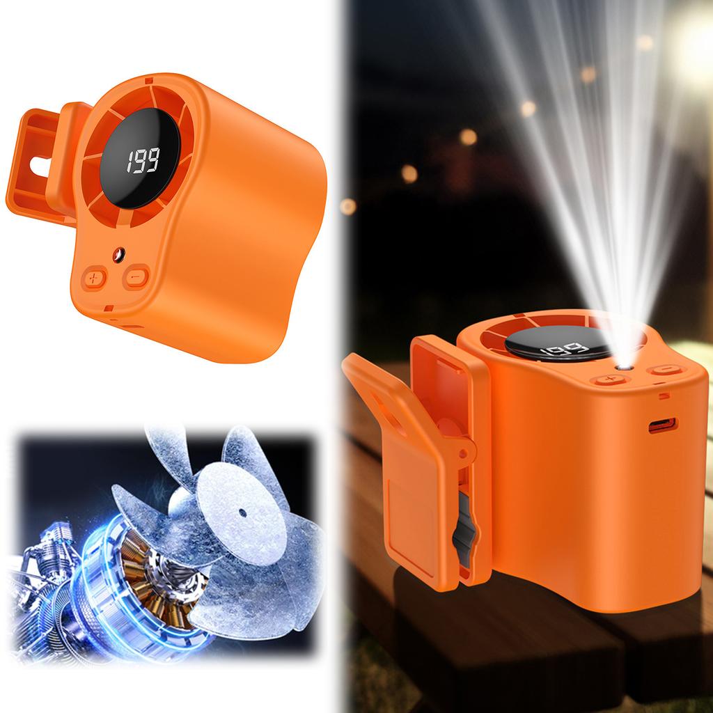Clip-On-Ventilator Tragbarer LED-Display-Kühlventilator 360° Drehung USB-wiederaufladbarer Luftkühler für Auto LKW Büro Camping Reisen