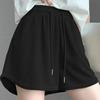 Ice Silk Women's Wide-Leg Sports Shorts, Summer Casual High-Waisted, Versatile Running Outerwear - Single/Double Three-Quarter Length