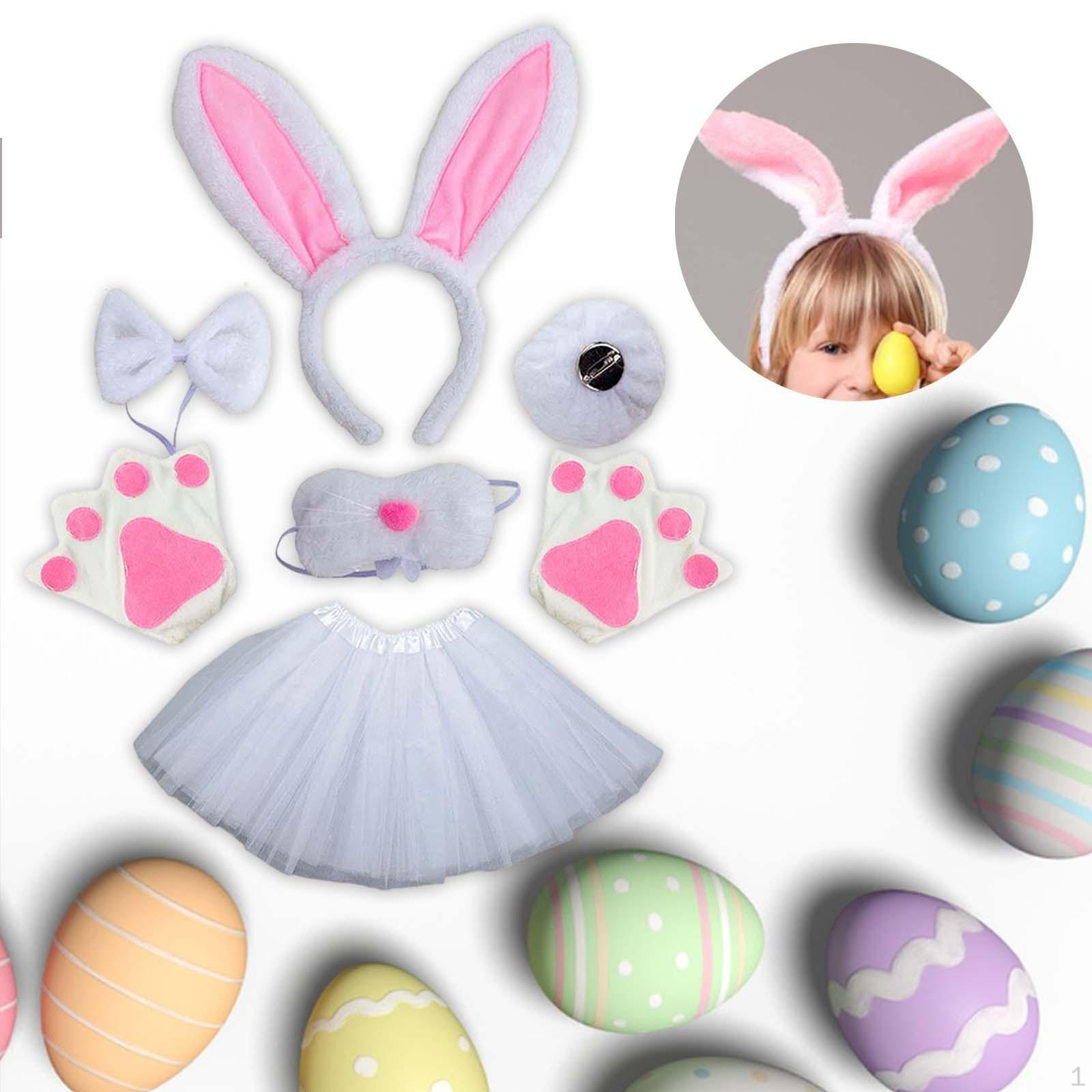 

Костюм животного кролика с ушками, повязка на голову, косплей, повязка для волос, головной убор, современный реквизит, годовое выступление White 6pcs