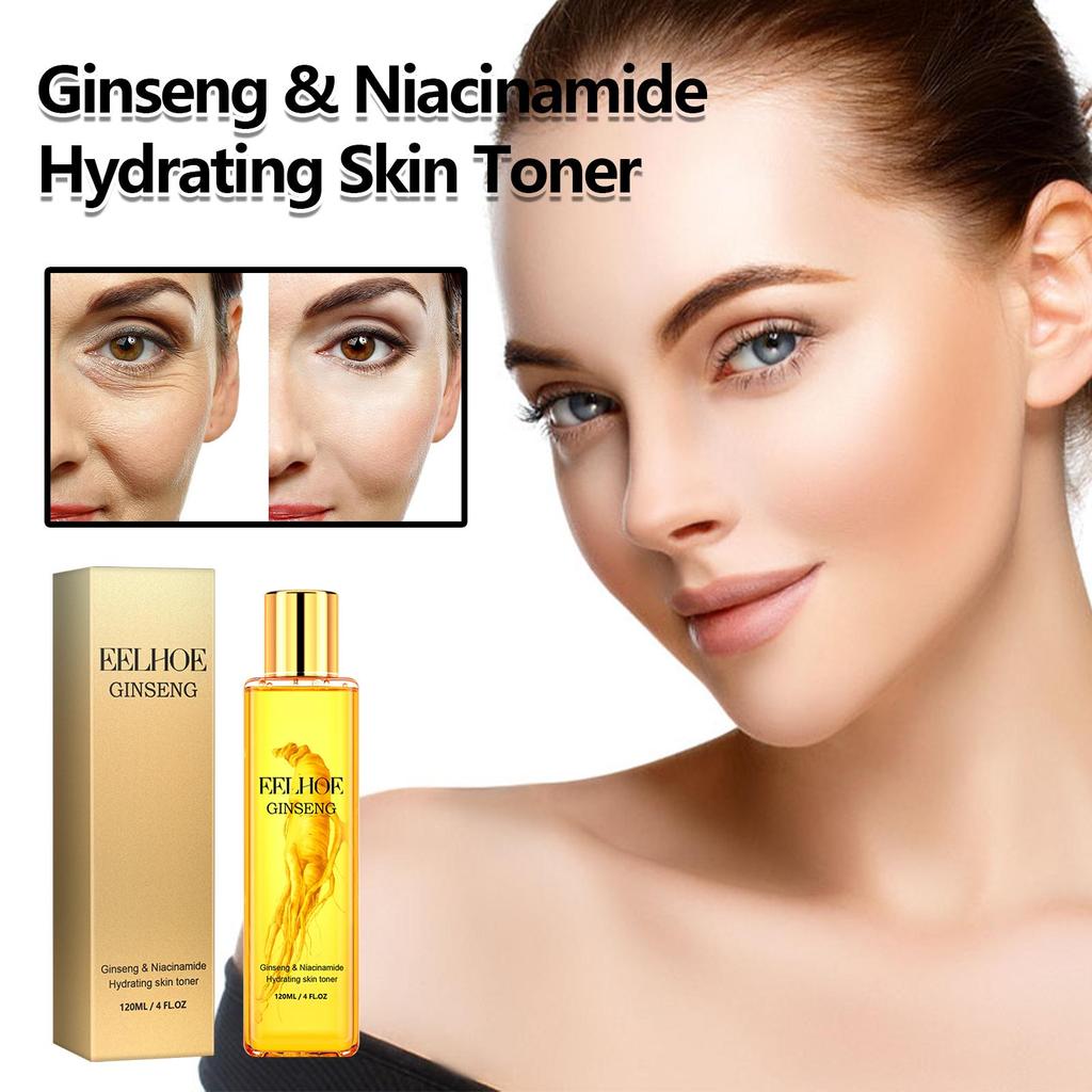 Toner Viso al Ginseng 120ml Restringente Pori Idratante Controllo Sebo Nicotinamide Levigante Schiarente Cura della Pelle del Viso Acqua Tonica