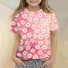 Girls Floral Print Crew Neck Short Sleeve Casual Loose Fit T Shirt Comfortable Lightweight Breathable Fabric Summer Wear