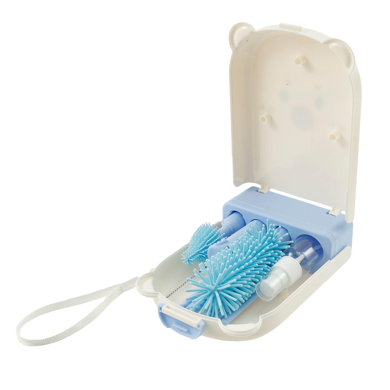 

Travel Bottle Cleaner Kit Compact Portable Baby Bottle Brush Cup Drying Rack with 6 Draining Support Pole Multipurpose for Home синий