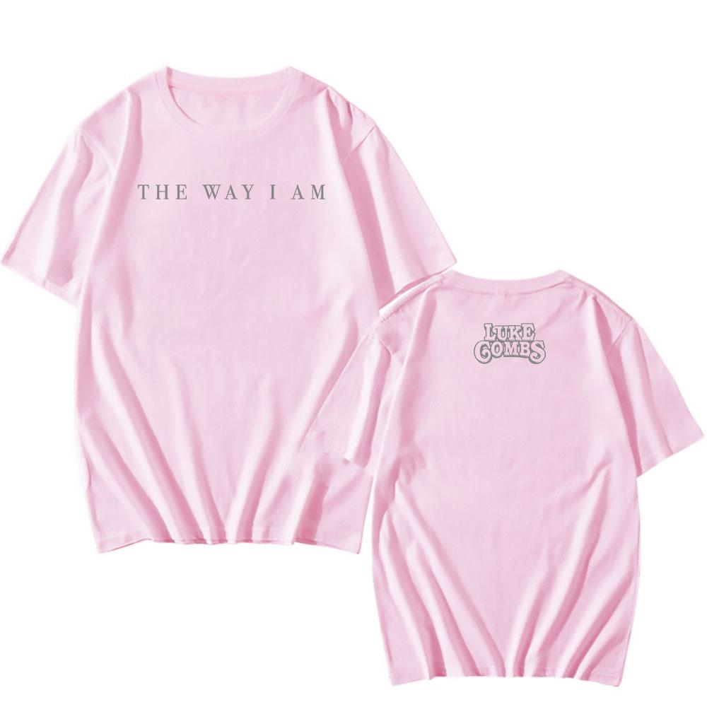 

Luke Combs The Way I Am Album T-shirt Short Sleeve Cotton Summer O-neck Tshirts Casual Unisex Streetwear Hip Hop Print Merch Tee L рожевий
