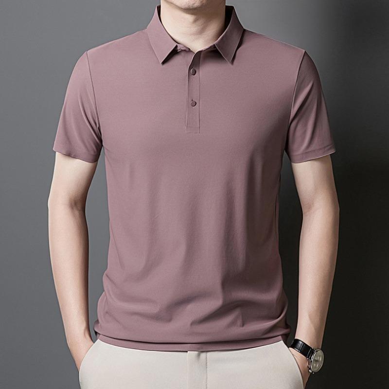 Men s Dusty Rose Slim Fit Short Sleeve Seamless Polo Shirt M