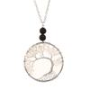 Natural Stone Agate Tree of Life Necklace with Crystal Volcanic Rock