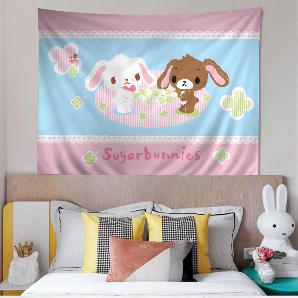 Kawaii Anime Ssugarbunnies Tapestry Art Sweet Design Balances Room Tone Home Charm Suitable Wall Art Decor for Living Areas