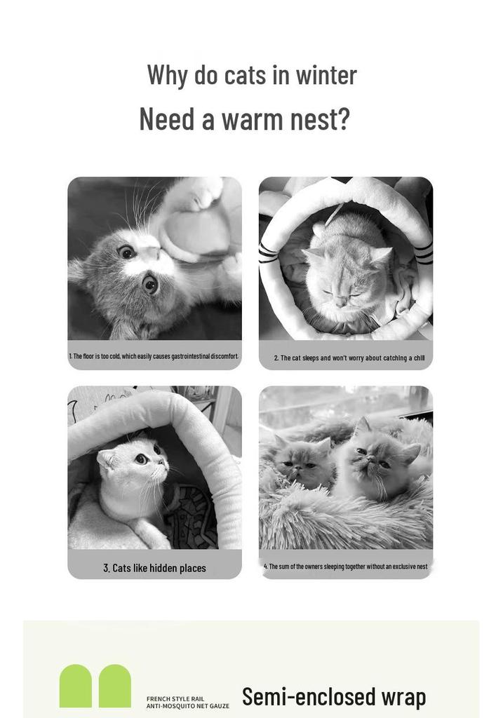 All-Season Washable Pet Bed: Cozy Enclosed Nest for Cats & Dogs