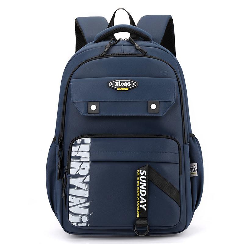 

Stylish And Spacious Nylon Backpack For Men And Women Ideal For School And Travel темно-синього кольору