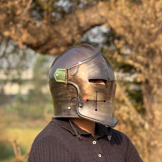 Barbuta Helmet Medieval Knight Armor 18g Mild Steel Helmet LARP Cosplay Halloween Costume Visored Helmet Gift