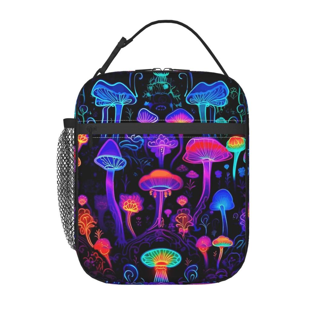 Elf Mushroom Luminescence Pattern Insulated Lunch Bag for Women Kids Leakproof Food Boxes Thermal Lunch Box Tote