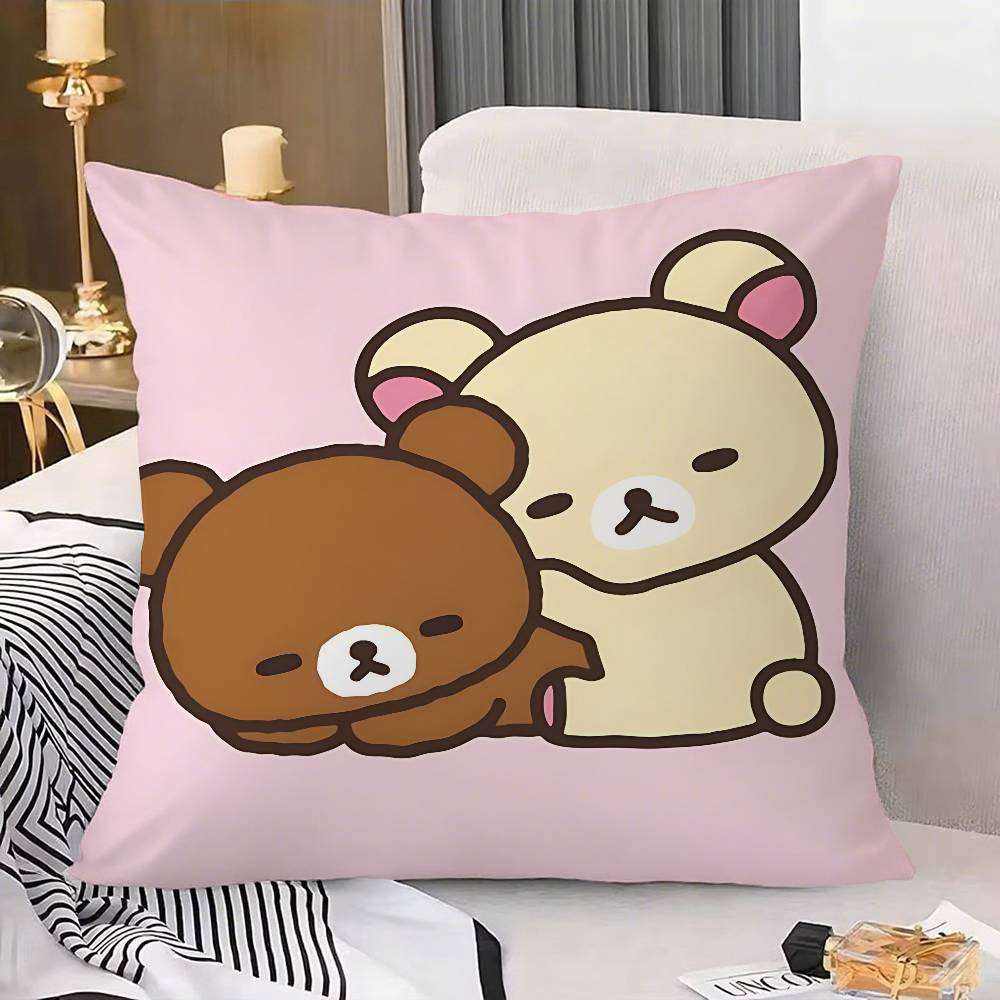 Cute L-Rilakkumas Kawaii Pillow Case Cushion Cover Soft Cute Throw Pillow Case For Car Sofa Pillowcase Polyester With Zipper