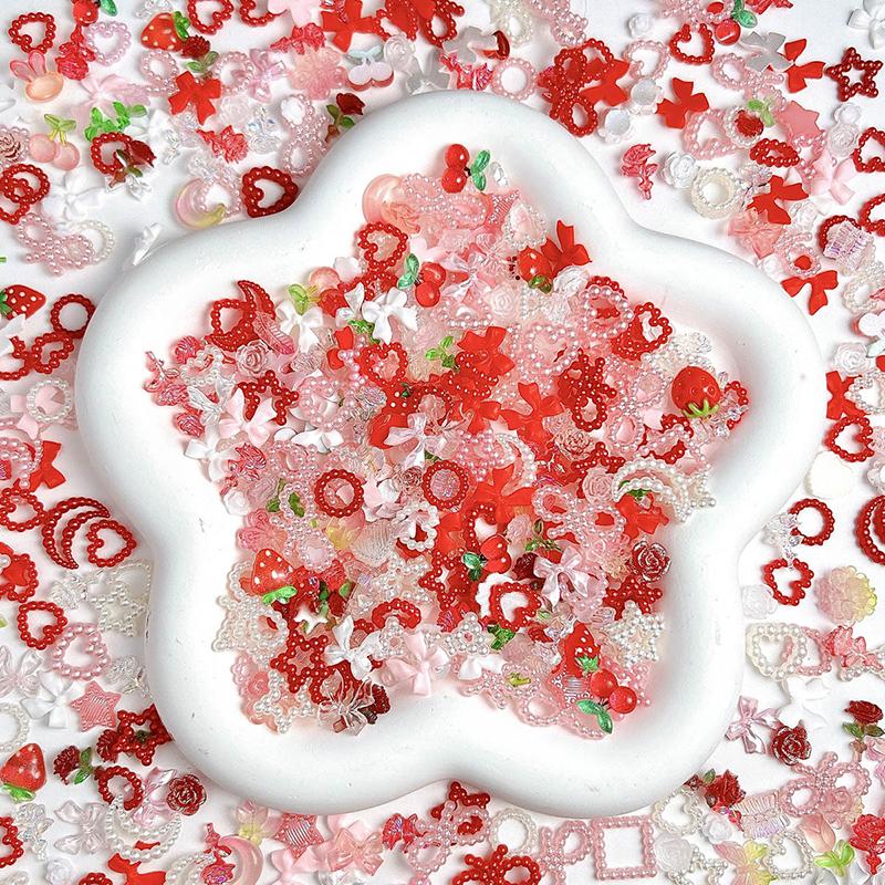 WTEMPO Mini 3D Resin Nail Art Decorations Mixed Flower/Bow/Heart/Rose/Moon/Star Designs Crafts Making Accessories DIY Decorations Supplies