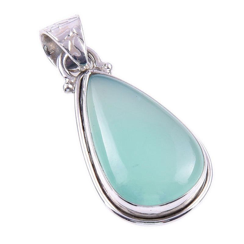 Natural Chrysoprase 925 Solid Sterling Silver Gift Jewelry Pendant 1.25'' f9K72