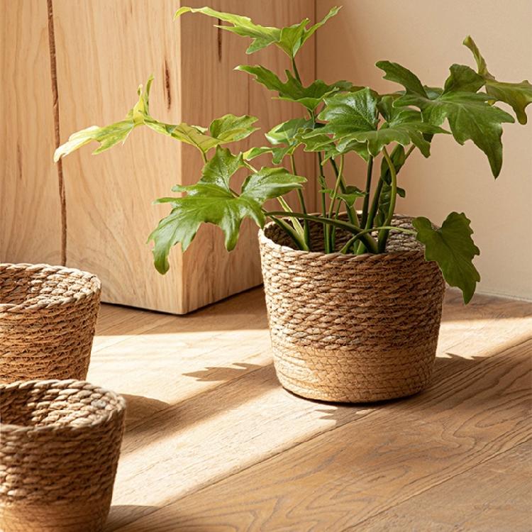 Straw Weaving Flower Plant Basket Grass Planter Indoor Outdoor Garden Pot