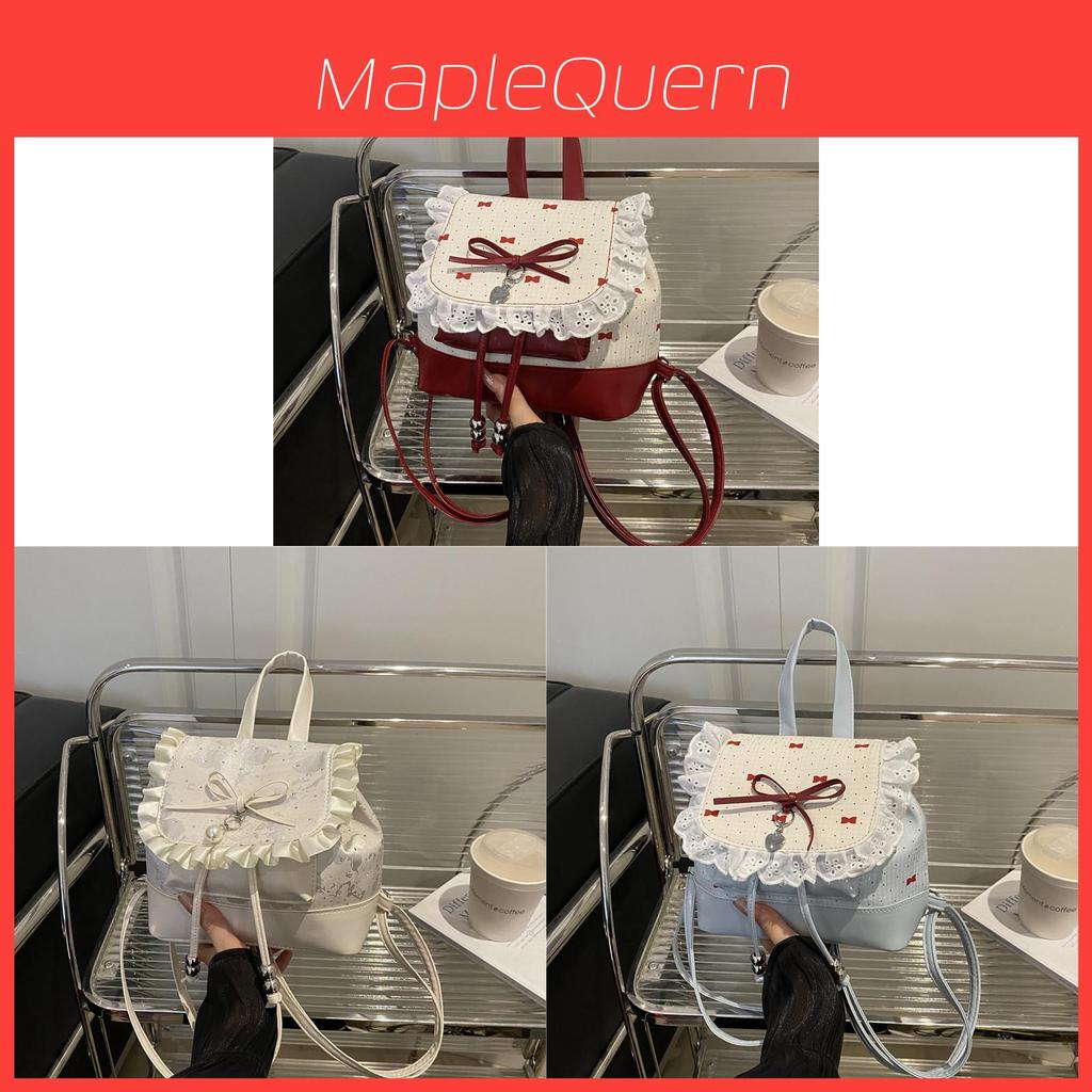 Fashion Girl Pu Small Handbag With Lace Trim For Daily Casual Use