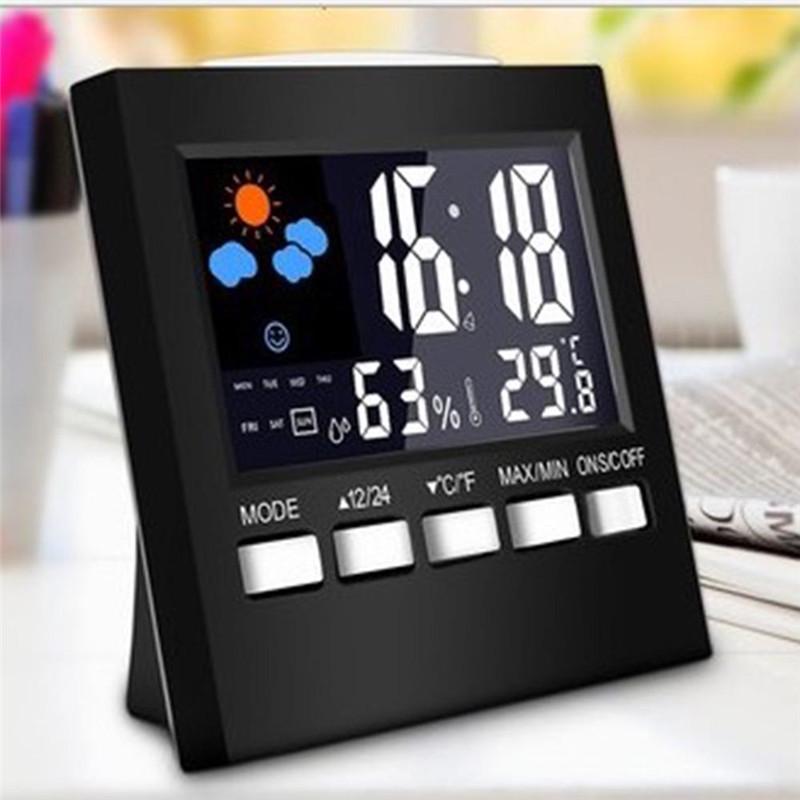 Voice Control LCD Screen Thermometer Clocks Indoor Humidity Monitor Electronic Digital Display Clock