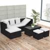4 piece Garden Lounge Set with Cushions Poly Rattan Black