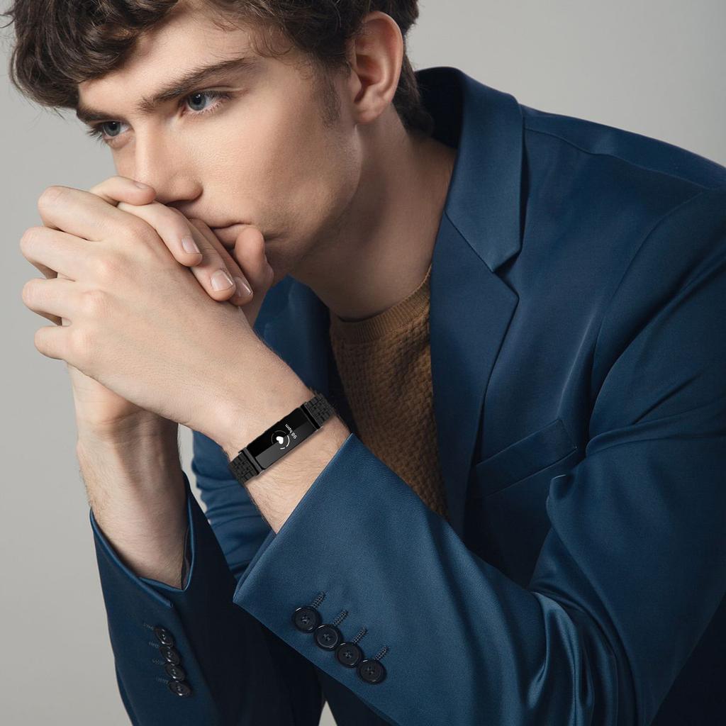 Watch Band For Fitbit Inspire/Inspire 2/Inspire HR , Slim 7-Bead Stainless Steel Strap