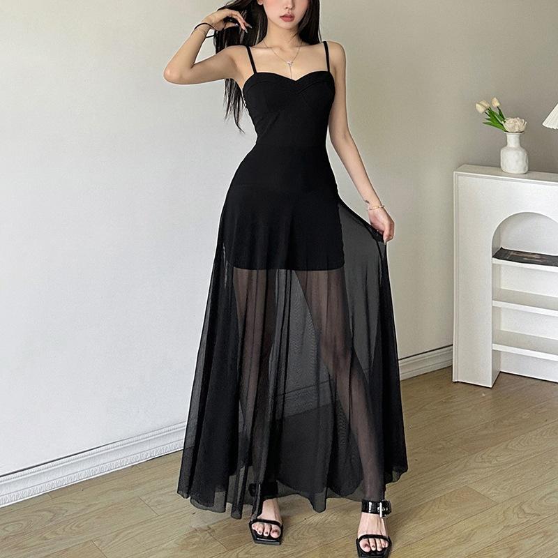 2026 European and American style summer new women's clothing solid color slim-fitting high-waisted fashion one-word neck tube top dress women